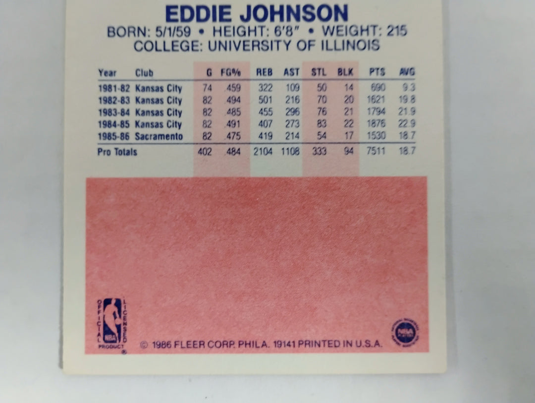1986-87 Fleer Basketball Eddie Johnson RC #51 EX-Mint