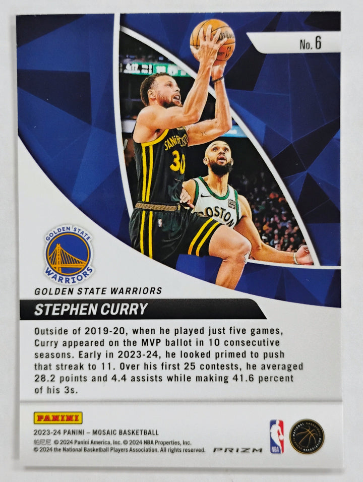 2023-24 Panini Mosaic Basketball Stephen Curry #6 Elevate Prizm