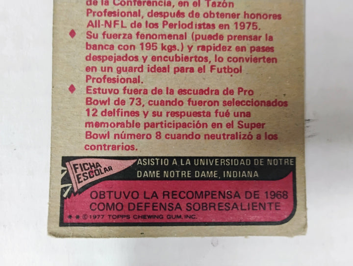 1977 Topps Mexican Football Bob Kuechenberg #33