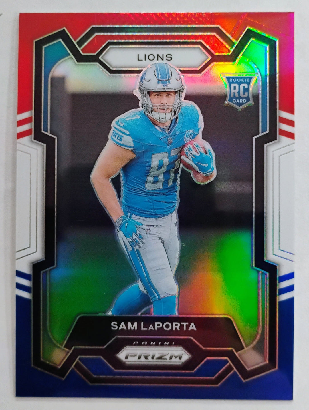 2023 Panini Prizm Football Sam Laporta #332 Red White Blue Prizm