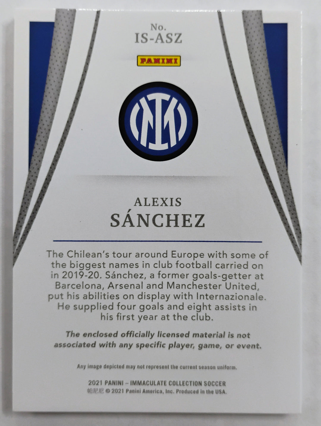 2021 Panini Immaculate Collection Soccer Alexis Sanchez #IS-ASZ