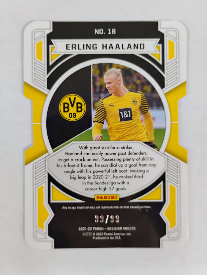 2021-22 Panini Obsidian Soccer Erling Haaland Equinox #'D 99/99  EX-Mint