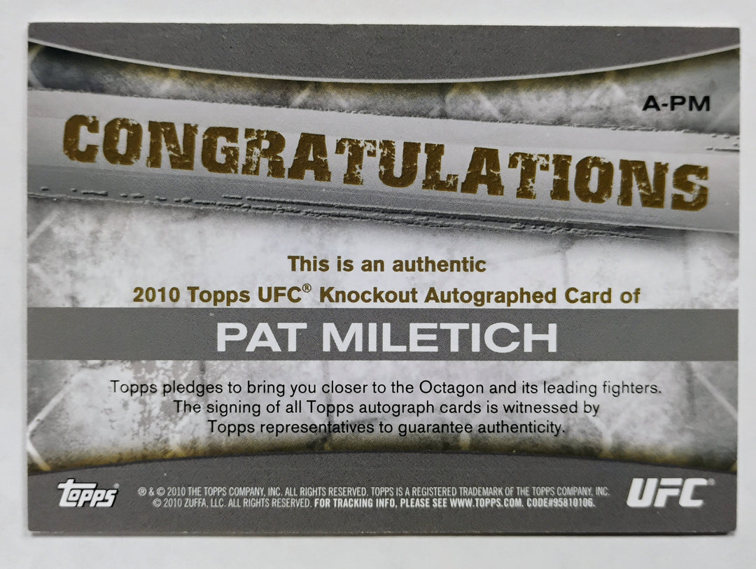 2010 Topps UFC "Knockout" Pat Miletich #A-PM /188 Autograph