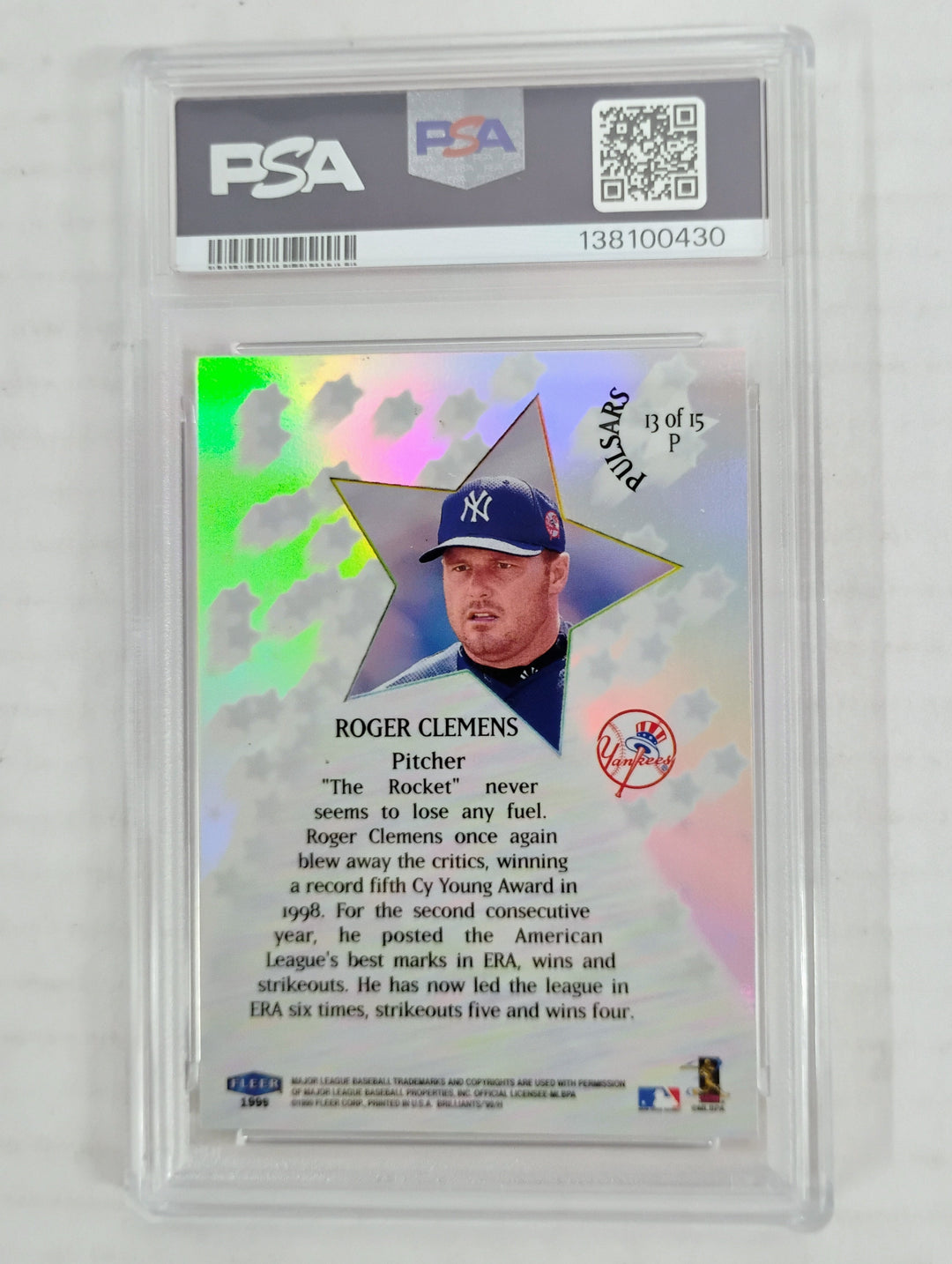 1999 Fleer Brilliants Roger Clemens Shining Stars Pulsars PSA 9 Mint