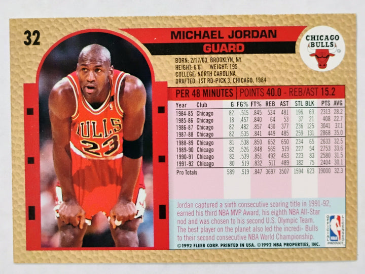 1992-93 Fleer Basketball Michael Jordan #32