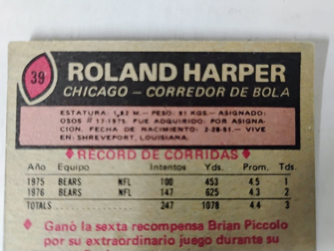 1977 Topps Mexican Football Roland Harper #39