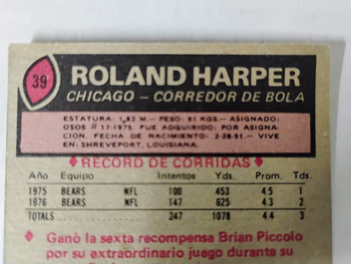 1977 Topps Mexican Football Roland Harper #39