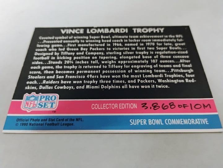 1990 Pro Set Football Vince Lombardi Trophy Hologram NNO