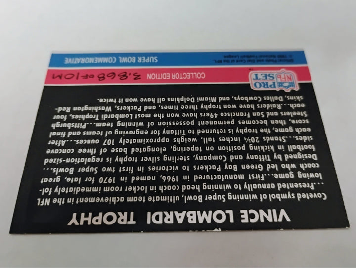 1990 Pro Set Football Vince Lombardi Trophy Hologram NNO