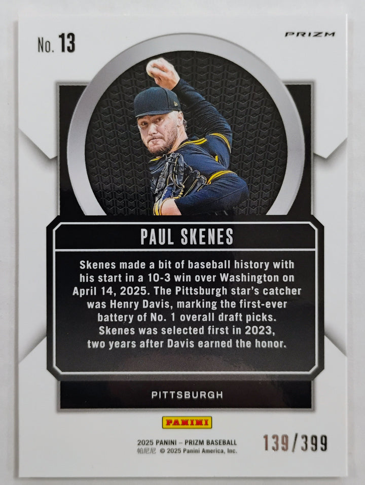 2025 Panini Prizm Baseball Paul Skenes #13 Talisman Prizm 139/199