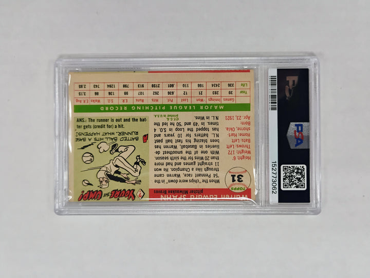 1955 Topps Baseball Warren Spahn #31 PSA 6 (MC) EX-MT