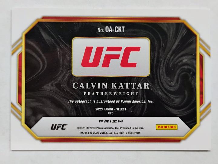 2023 Panini Select UFC Calvin Kattar #OA-CKT  Autograph (Silver Hyper Prizm) Octagon Action!
