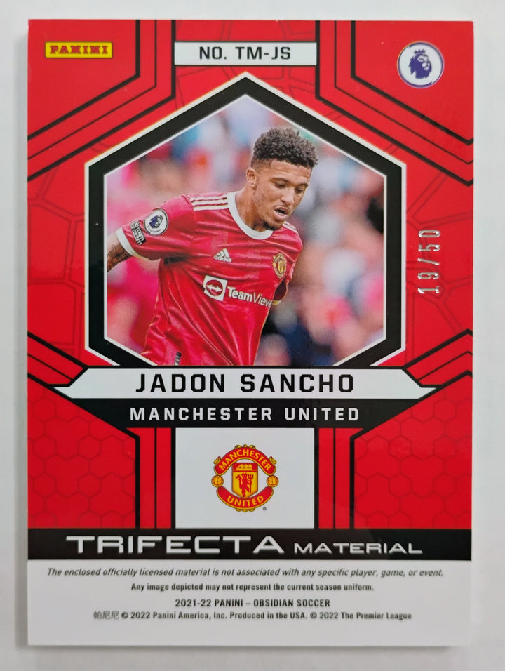 2021-22 Panini Obsidian Soccer Jadon Sancho #TM-JS Trifecta Material 19/50