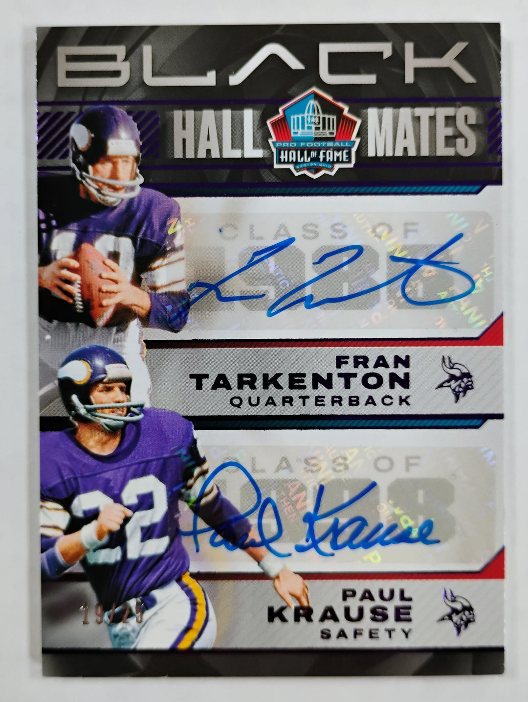 2024 Panini Black Football Hall Of Fame Mates Tarkenton/Krause Auto #'D 19/25 NM-Mint