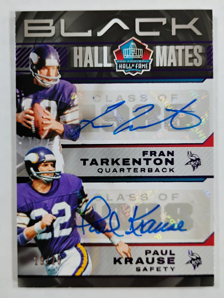 2024 Panini Black Football Hall Of Fame Mates Tarkenton/Krause Auto #'D 19/25 NM-Mint