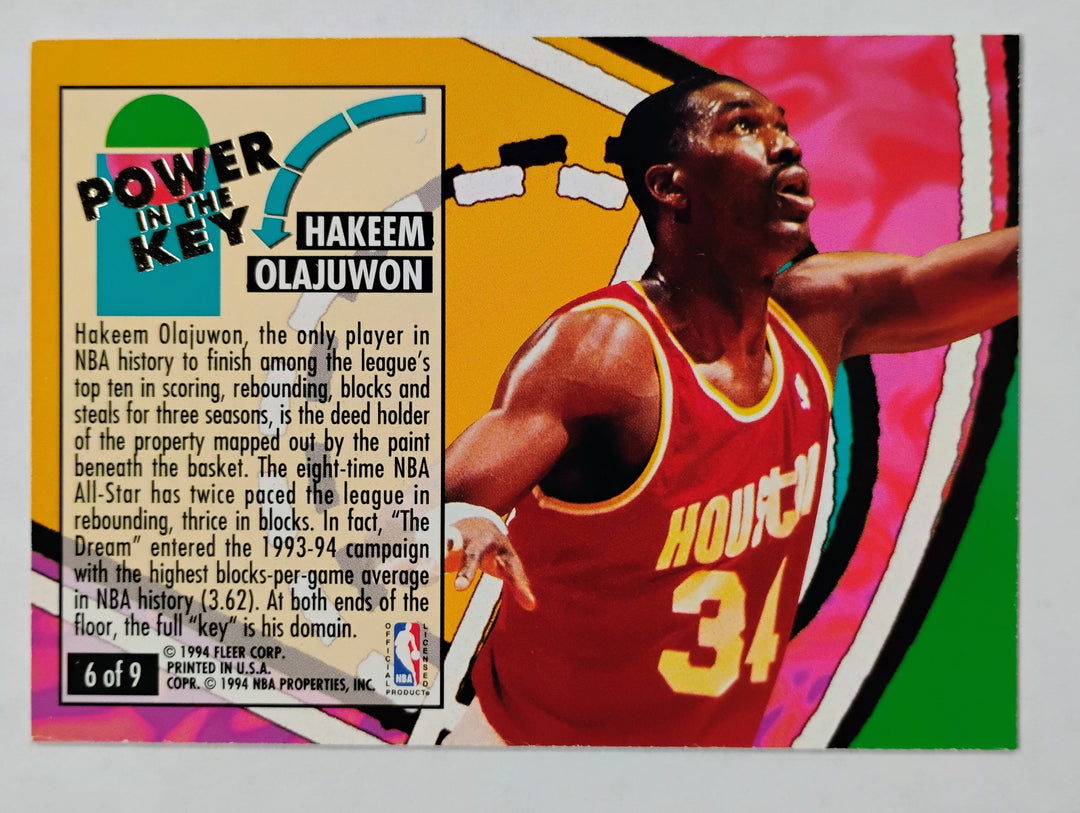 1993-94 Fleer Ultra Basketball Hakeem Olajuwon #6 Power In The Key
