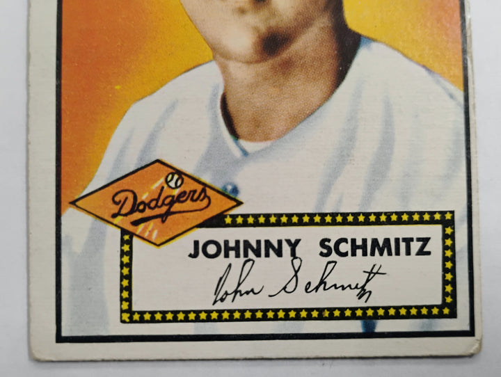 1952 Topps Baseball Johnny Schmitz # 136 Red Back