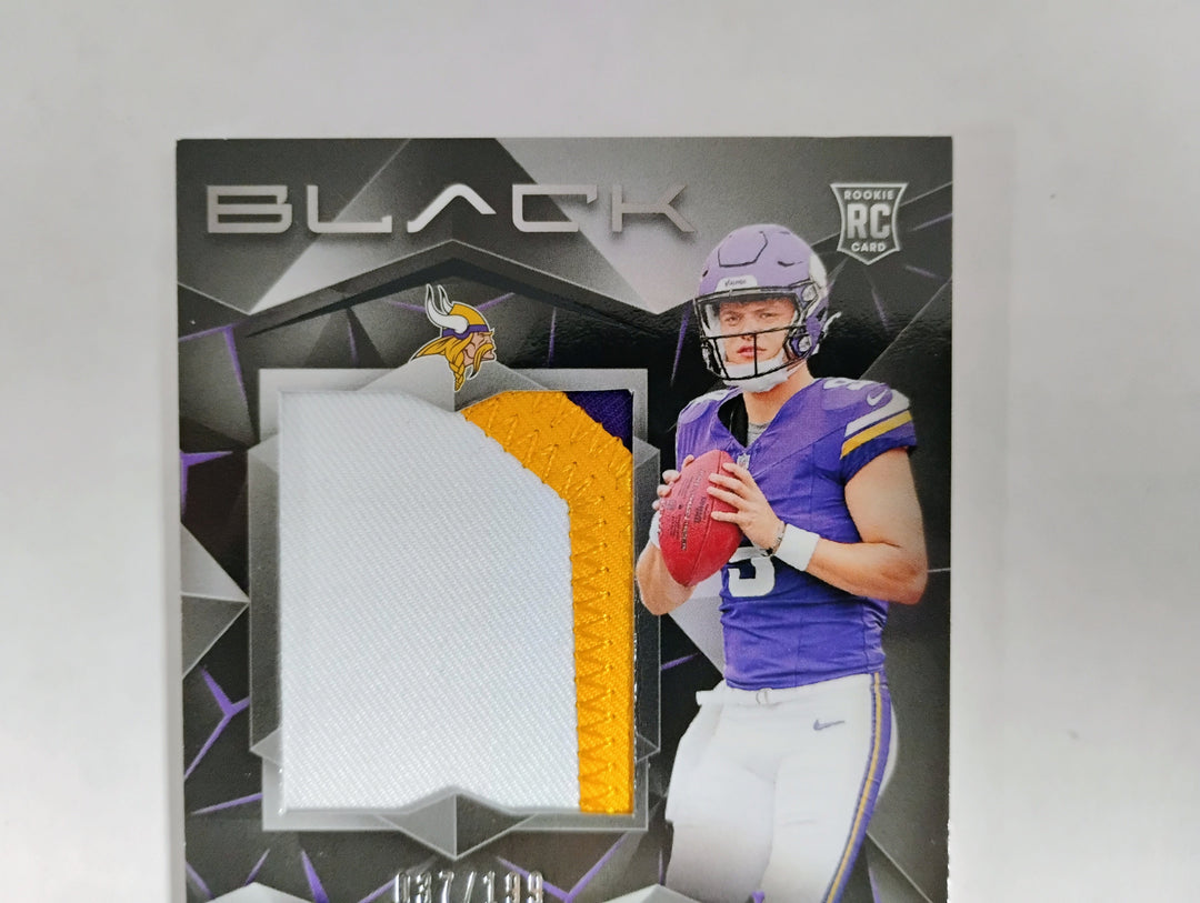 2024 Panini Black Football J.J. McCarthy RC Auto/Patch #'D 037/199 No. 202