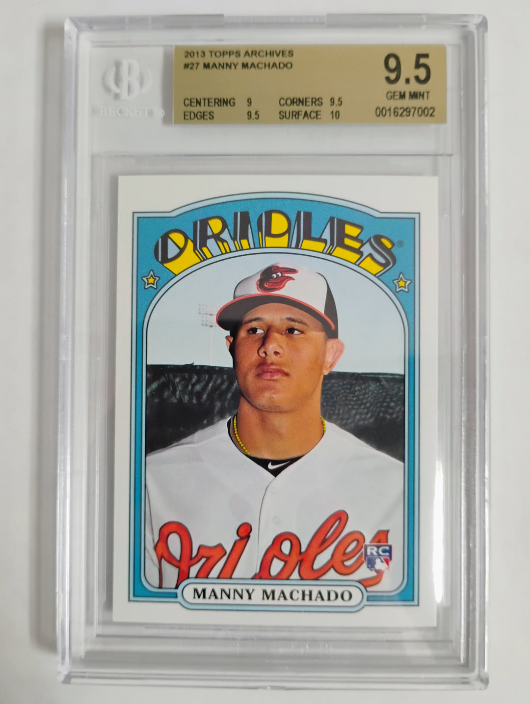 2013 Topps Archives Baseball Manny Machado Rookie BGS 9.5