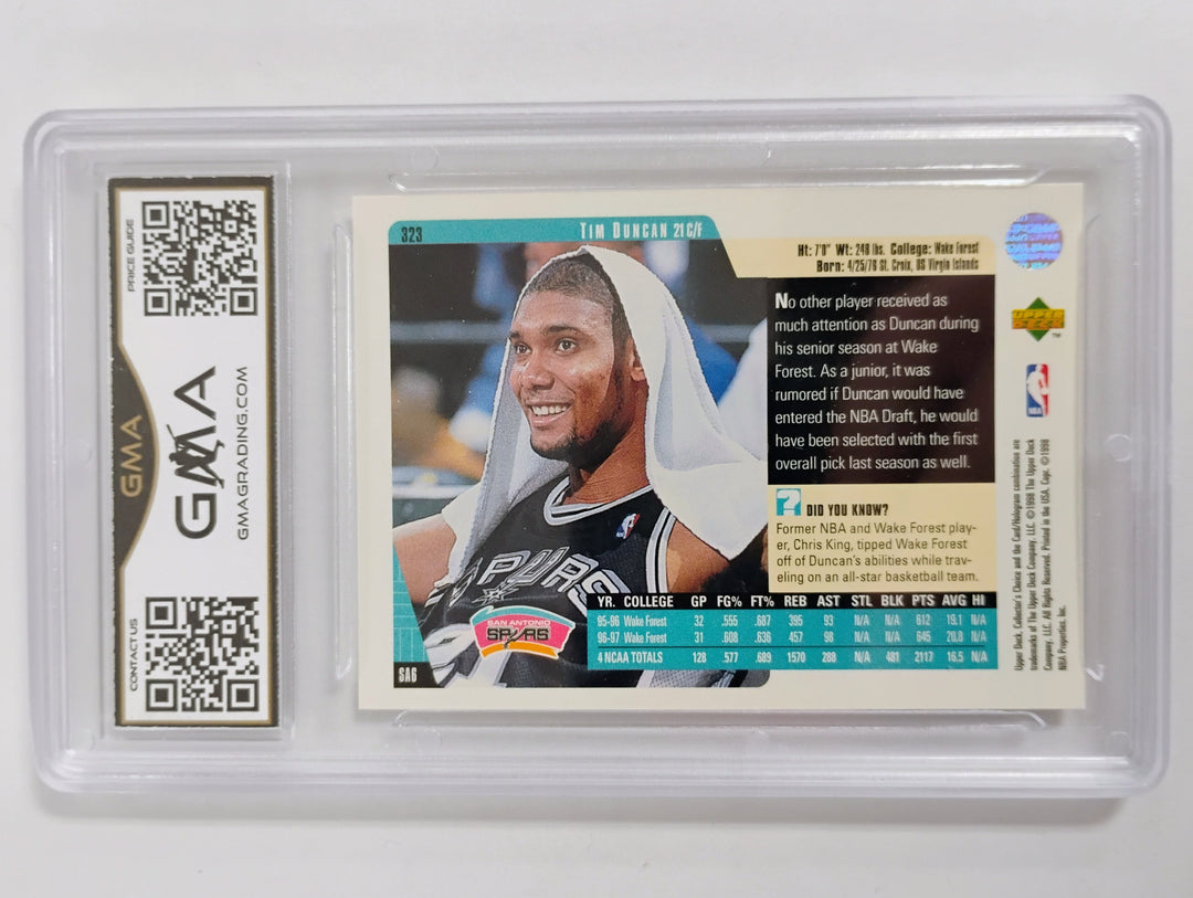 1997 Collector's Choice Basketball Tim Duncan RC #323 GMA 8.5 NM-MT
