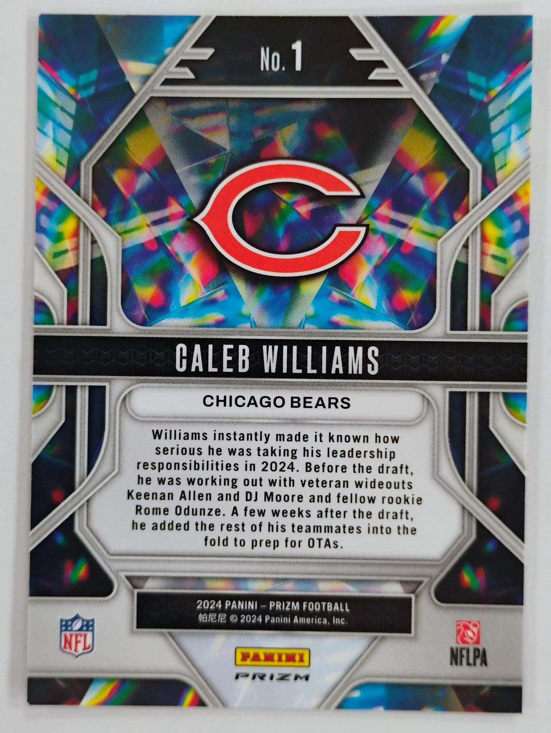 2024 Prizm Football Caleb Williams #1 RC Prizmatic Green Wave Prizm