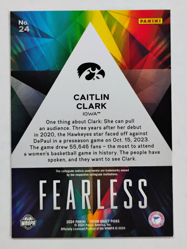 2024 Panini Prizm Draft Picks Fearless Basketball Caitlin Clark #24