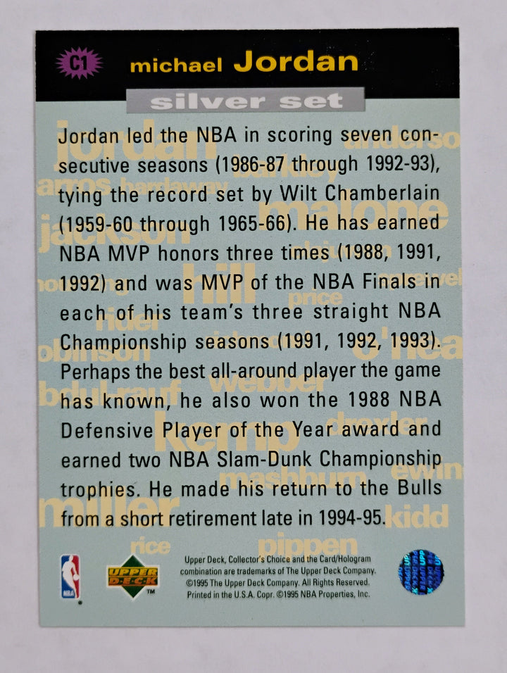 1995-96 Collector's Choice Basketball Michael Jordan #C1 You Crash The Game Silver Set