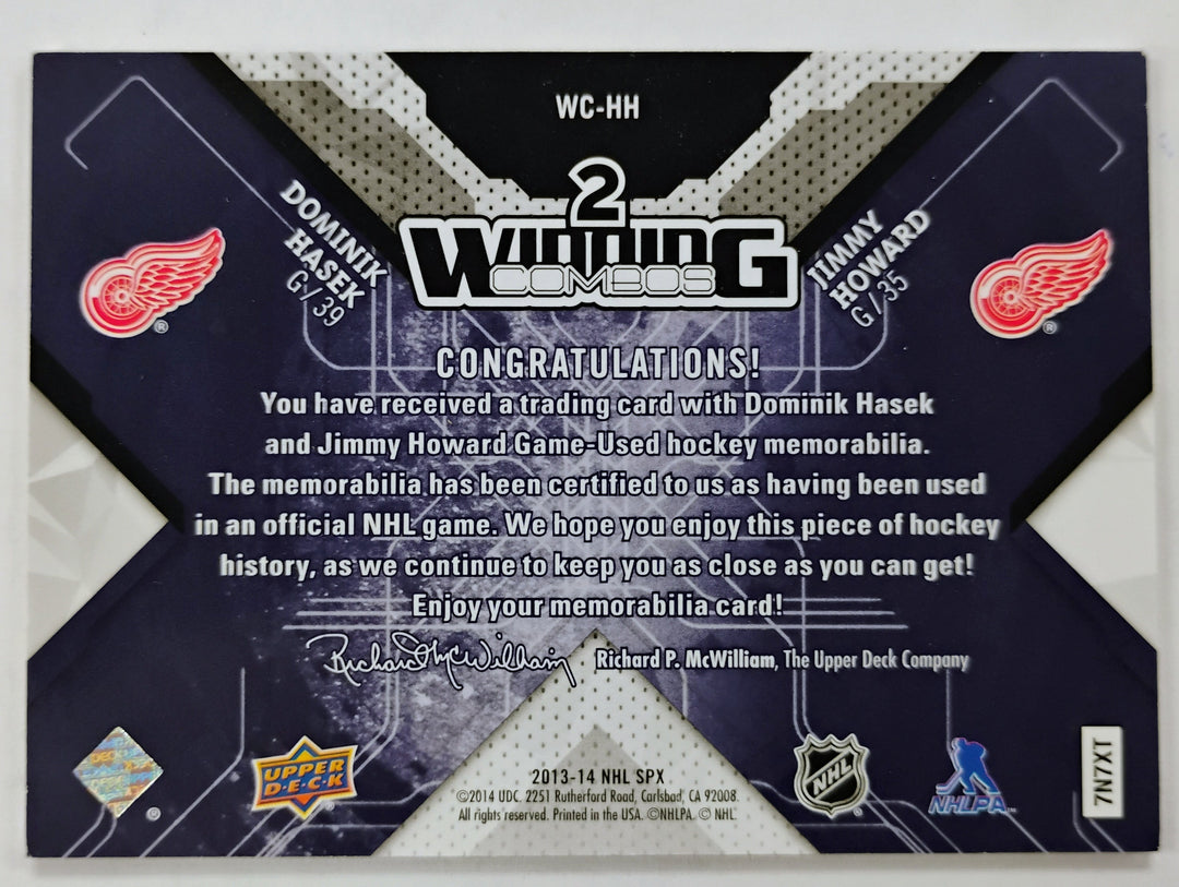2013-14 Upper Deck SPX Hockey Hasek/Howard #WC-HH Winning Combos