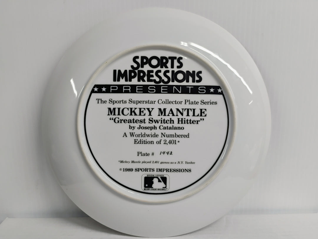 1989 Mickey Mantle "The Greatest Switch Hitter" The Sports Superstar Collector Plate