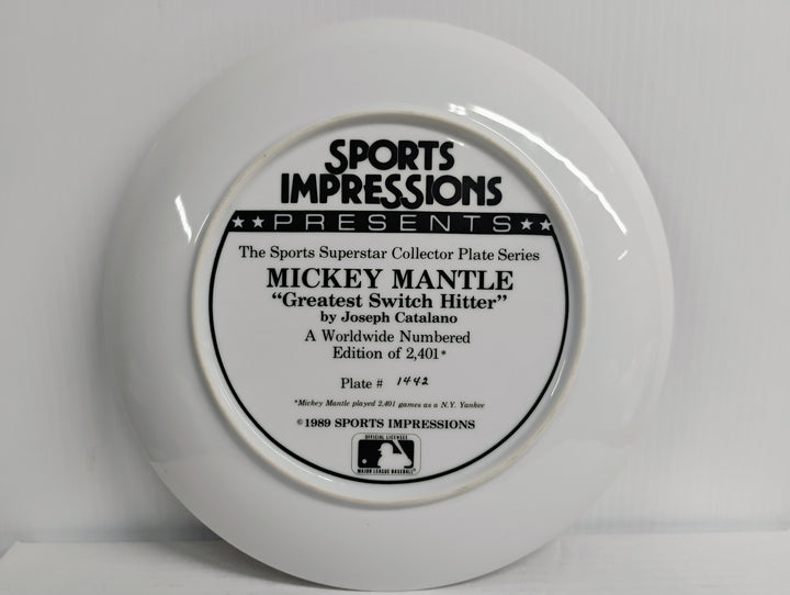 1989 Mickey Mantle "The Greatest Switch Hitter" The Sports Superstar Collector Plate