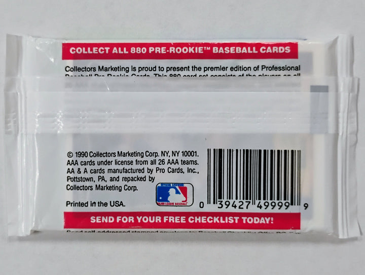 1990 Pre-Rookie AAA Minor League Baseball Sealed Pack