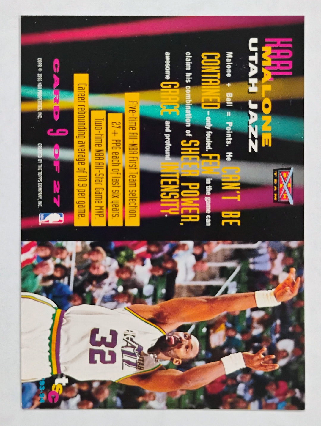 1993-94 Stadium Club Basketball Karl Malone # 6 Beam Team