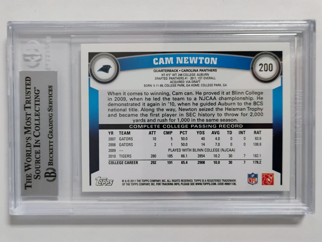 2011 Topps Football Cam Newton #200C BGS 5.5