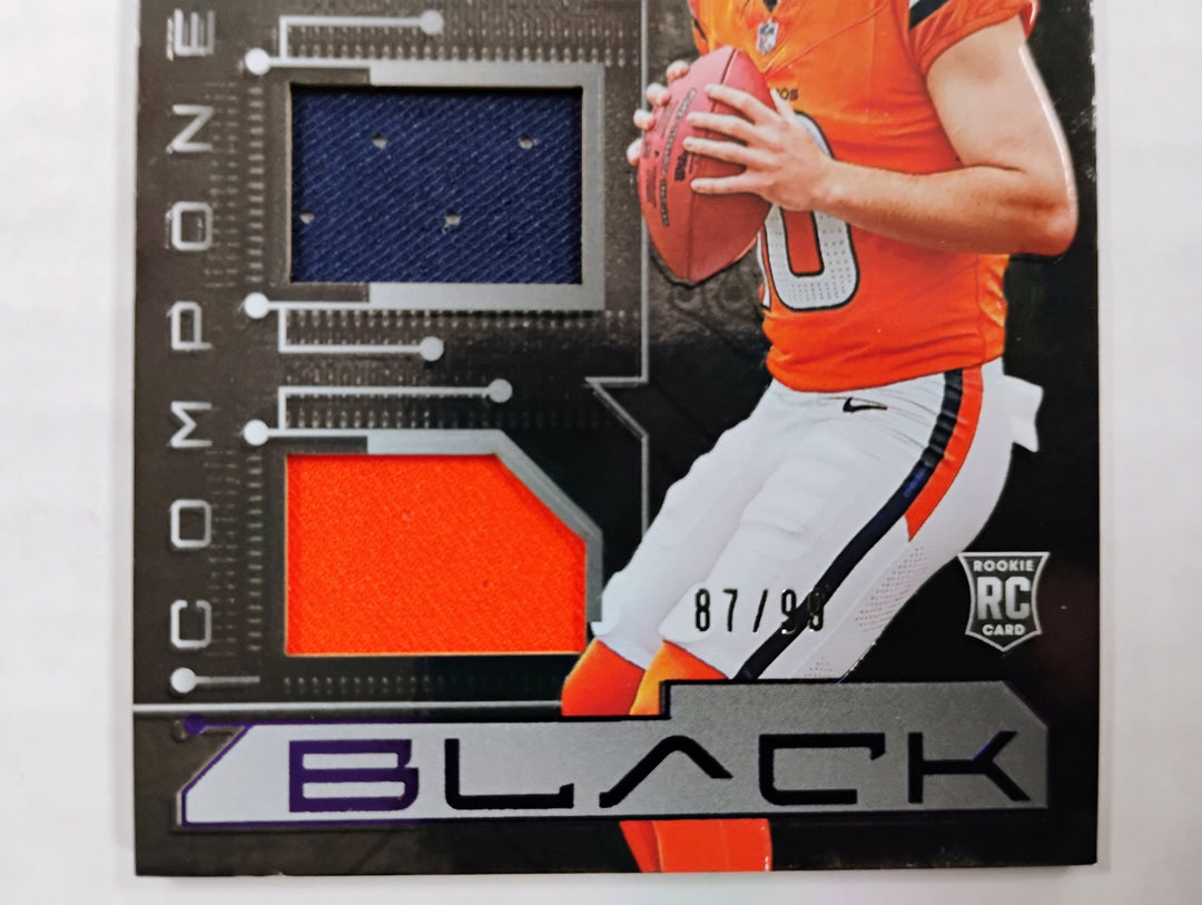 2024 Panini Black Football Bo Nix RC Triple Patch #'D 87/99 NM-Mint
