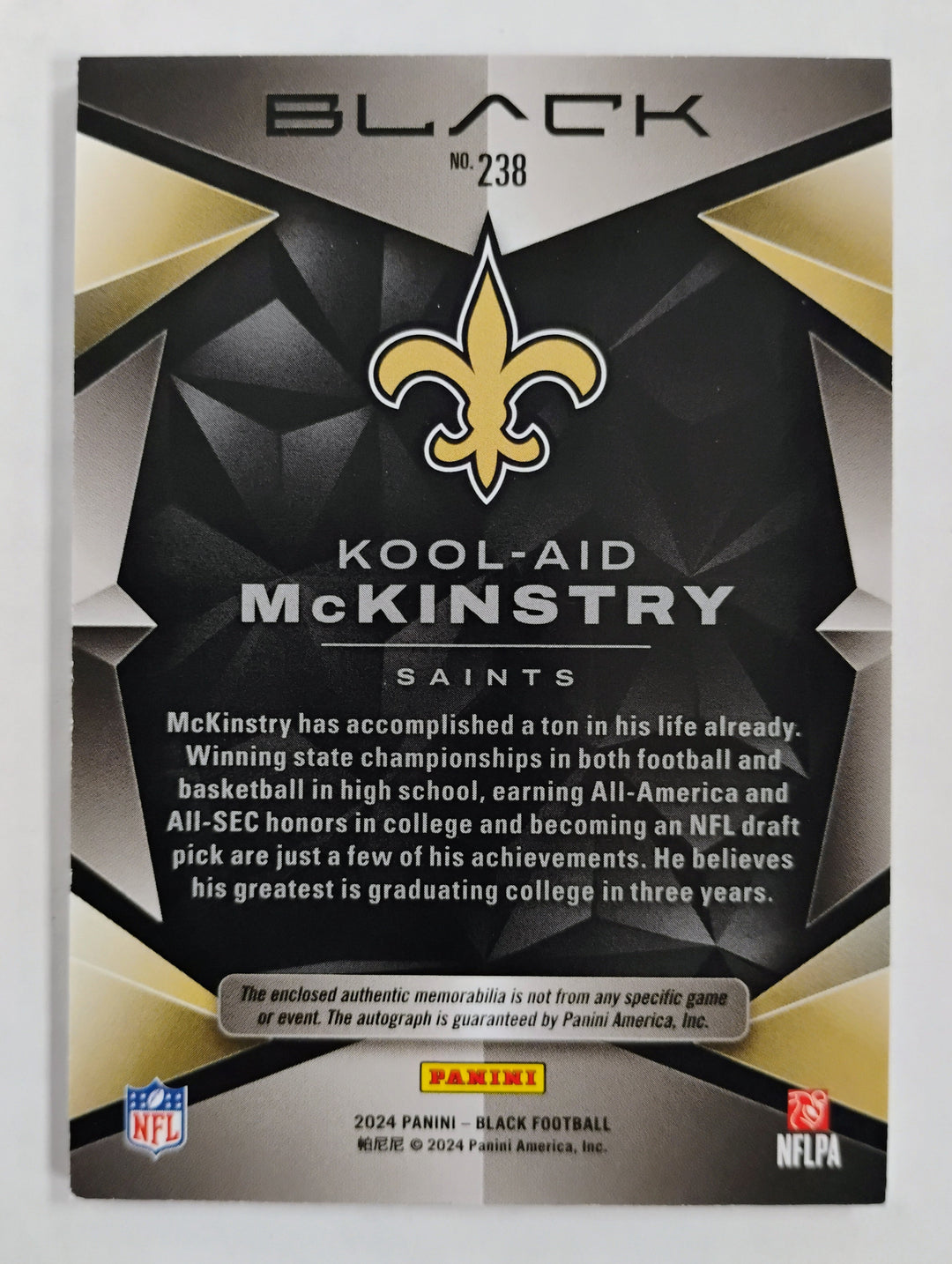 2024 Panini Black Football Kool-Aid Mckinstry RC Auto/Patch #'D 093/150 NM-Mint