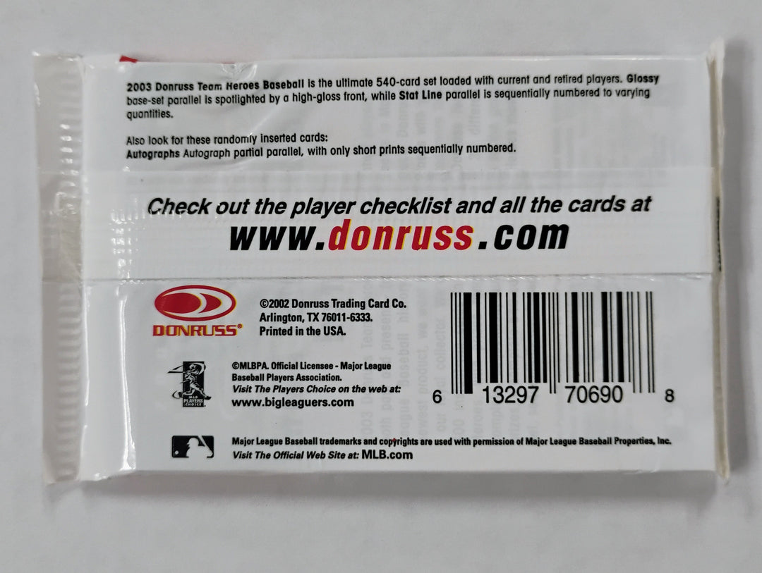 2003 Donruss Team Heros Baseball Sealed Pack