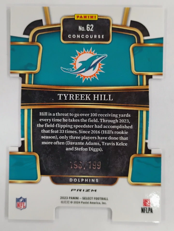 2023 Select Football Tyreek Hill #62 Concourse Prizm  Die Cut #'D196/199