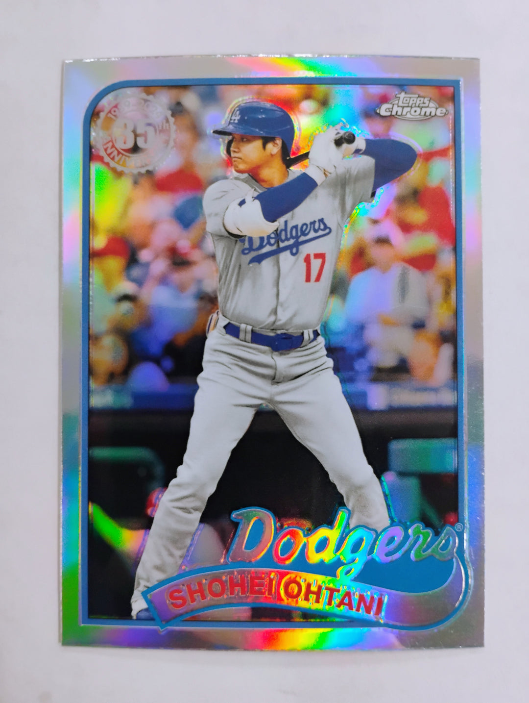 2024 Topps Chrome Baseball Shohei Ohtani 35th Aniversary Blue Chrome Refractor #89CB-5