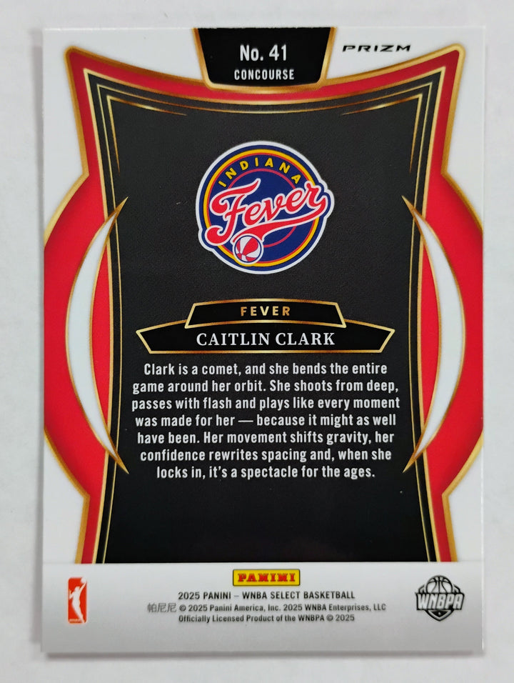 2025 Panini Select WNBA Basketball Caitlin Clark #41 Concourse Pink Cracked Prizm