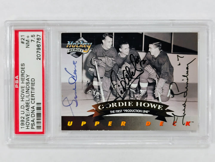 1992 Upper Deck Hockey Howe Heros #21 Howe/Able/Lindsay PSA/DNA Certified 7.5 NM+