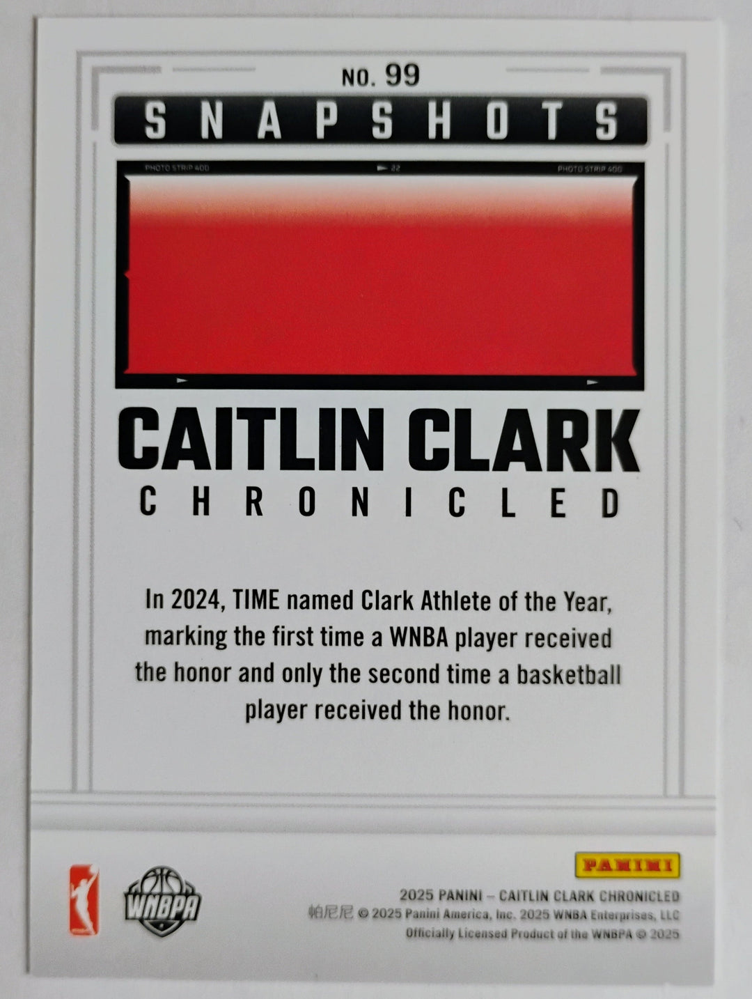 2025 Panini - Caitlin Clark Chronicled Basketball Time Athlete of the Year #99