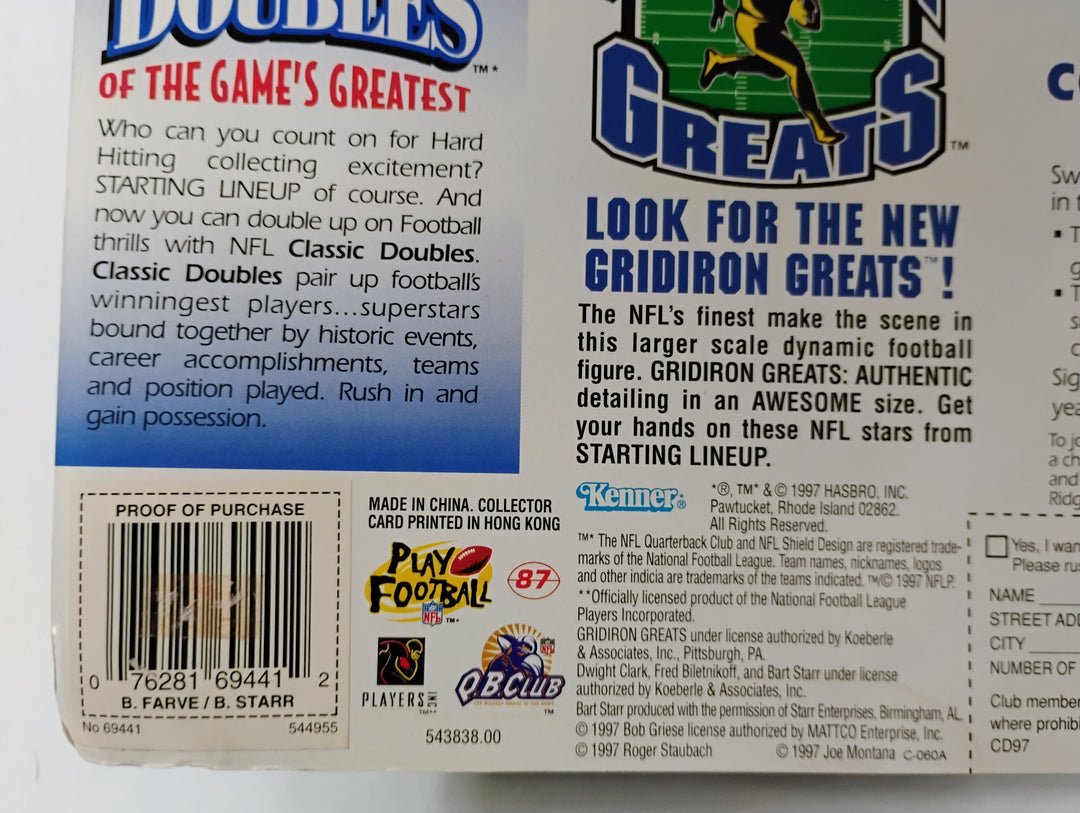 1997 Kenner Starting Lineup Classic Doubles Brett Favre/Bart Starr Sealed