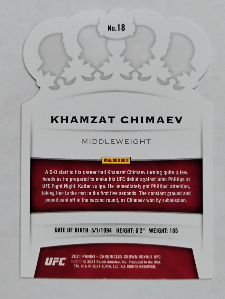 2021 Panini UFC Khamzat Chimaev Chronicles Crown Royal RC #18