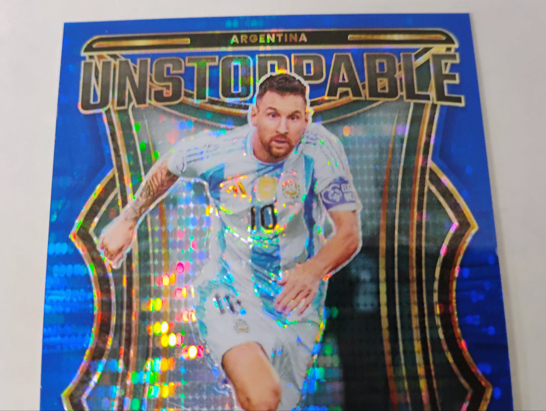 2024-25 Panini Select FIFA Soccer Lionel Messi  Unstoppable Blue Pulsar Prizm #23