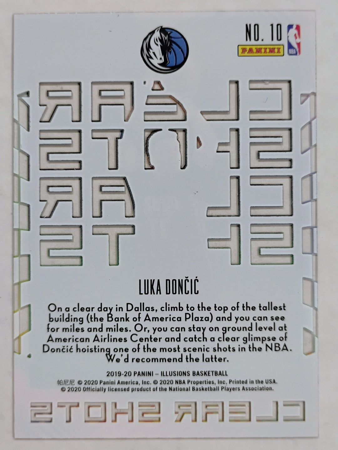 2019-20 Panini Illusions Basketball Luka Doncic #10 Clear Shots