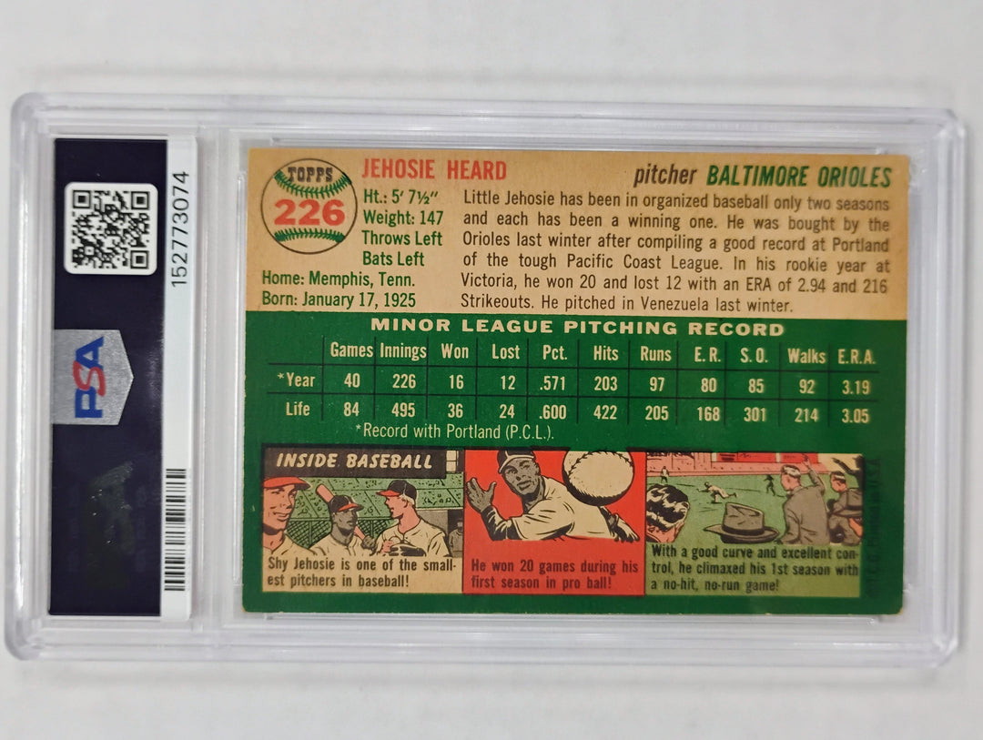 1954 Topps Baseball Jehosie Heard #226 PSA 4 VG-EX