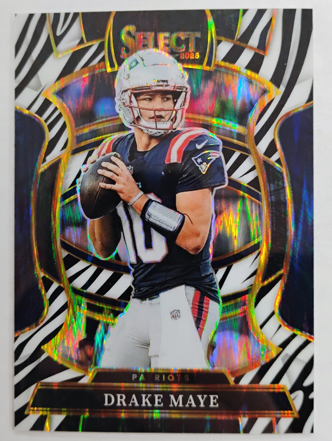 2025 Panini Select Football Drake Maye #80 Concourse Zebra Prizm SSP