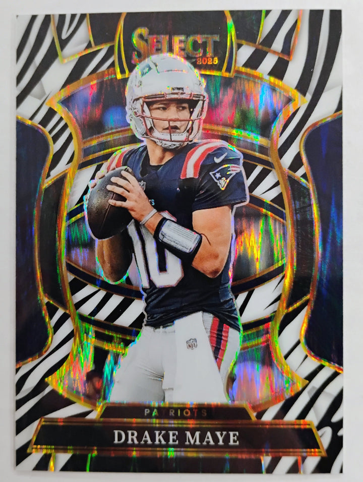 2025 Panini Select Football Drake Maye #80 Concourse Zebra Prizm SSP