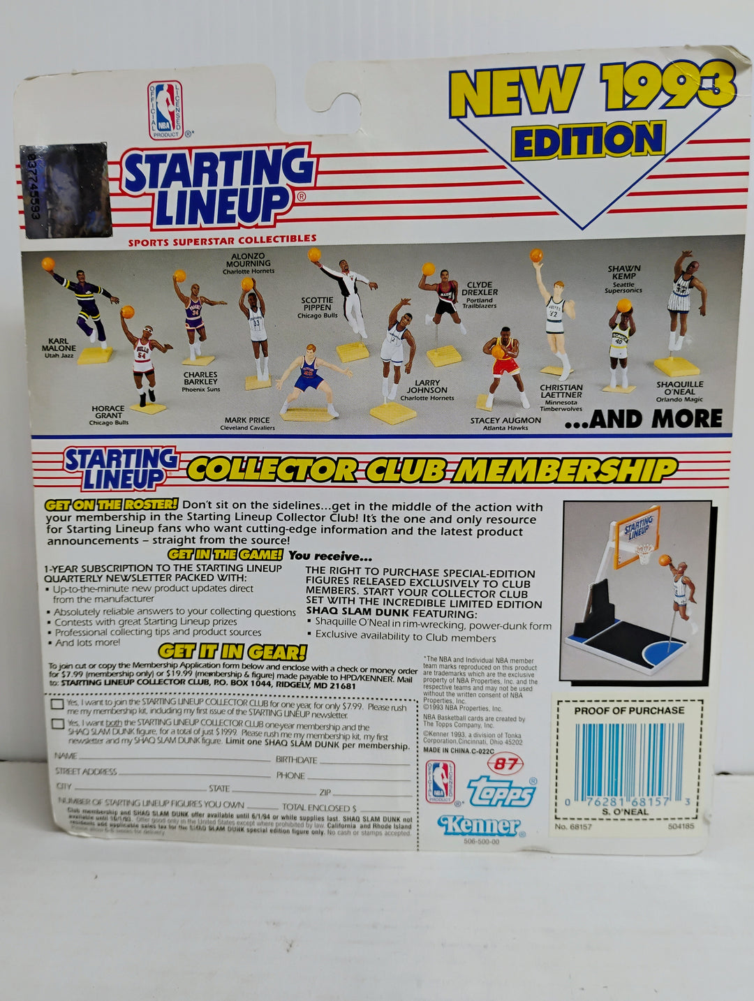 1993 Starting Lineup Shaquille O'Neal Exclusive Topps Cards