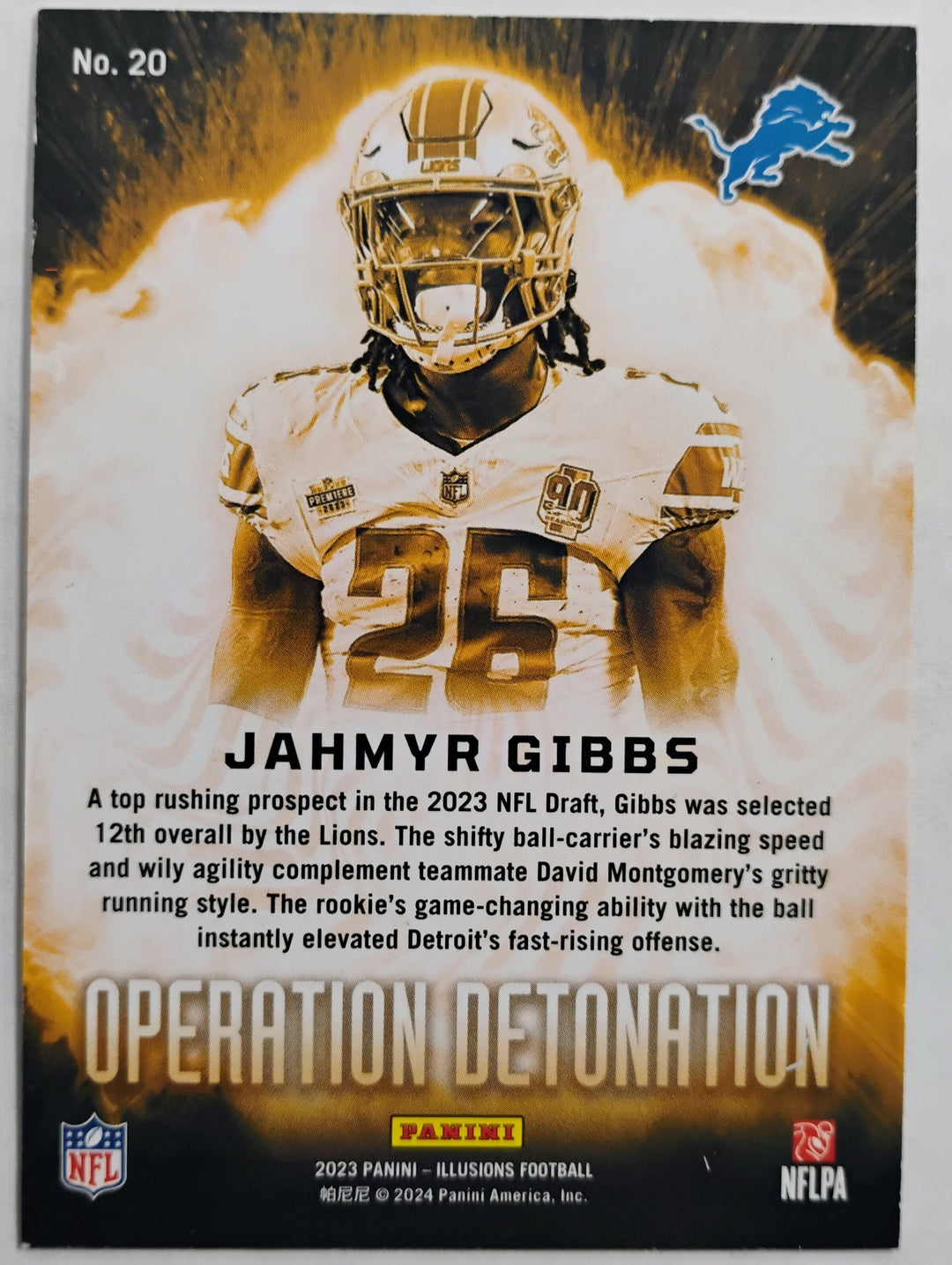 2023 Panini Illusions Jahmyr Gibbs RC #20 Operation Detonation